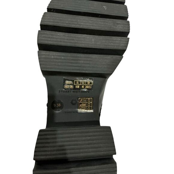 Stuart Weitzman Soho Chill Suede Shearling Loafer Mule Black 9.5B Platform - Picture 12 of 12